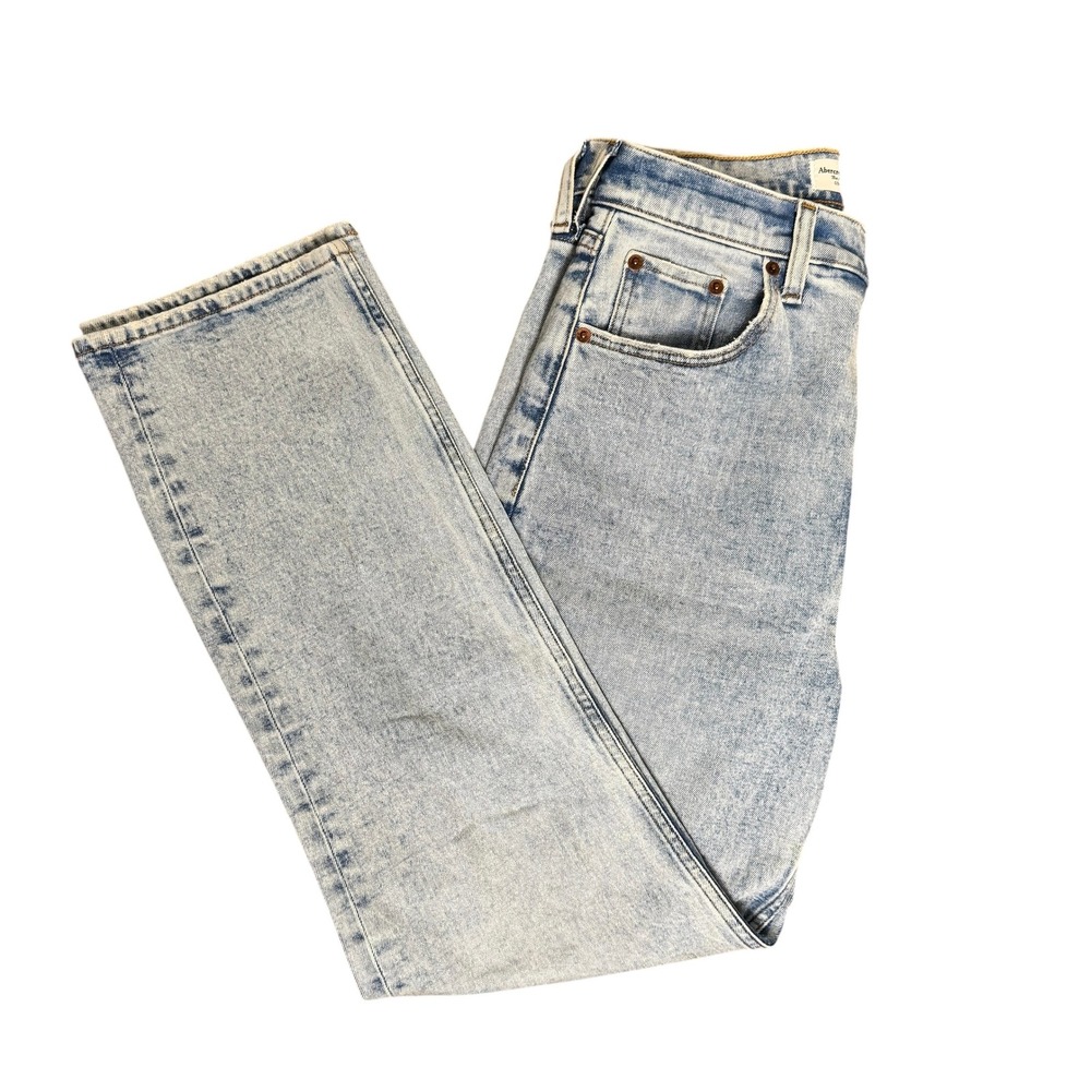 Abercrombie & Fitch Ultra High Rise Ankle Straight Jeans Light Wash Acid 26/2‎ - Picture 2 of 7